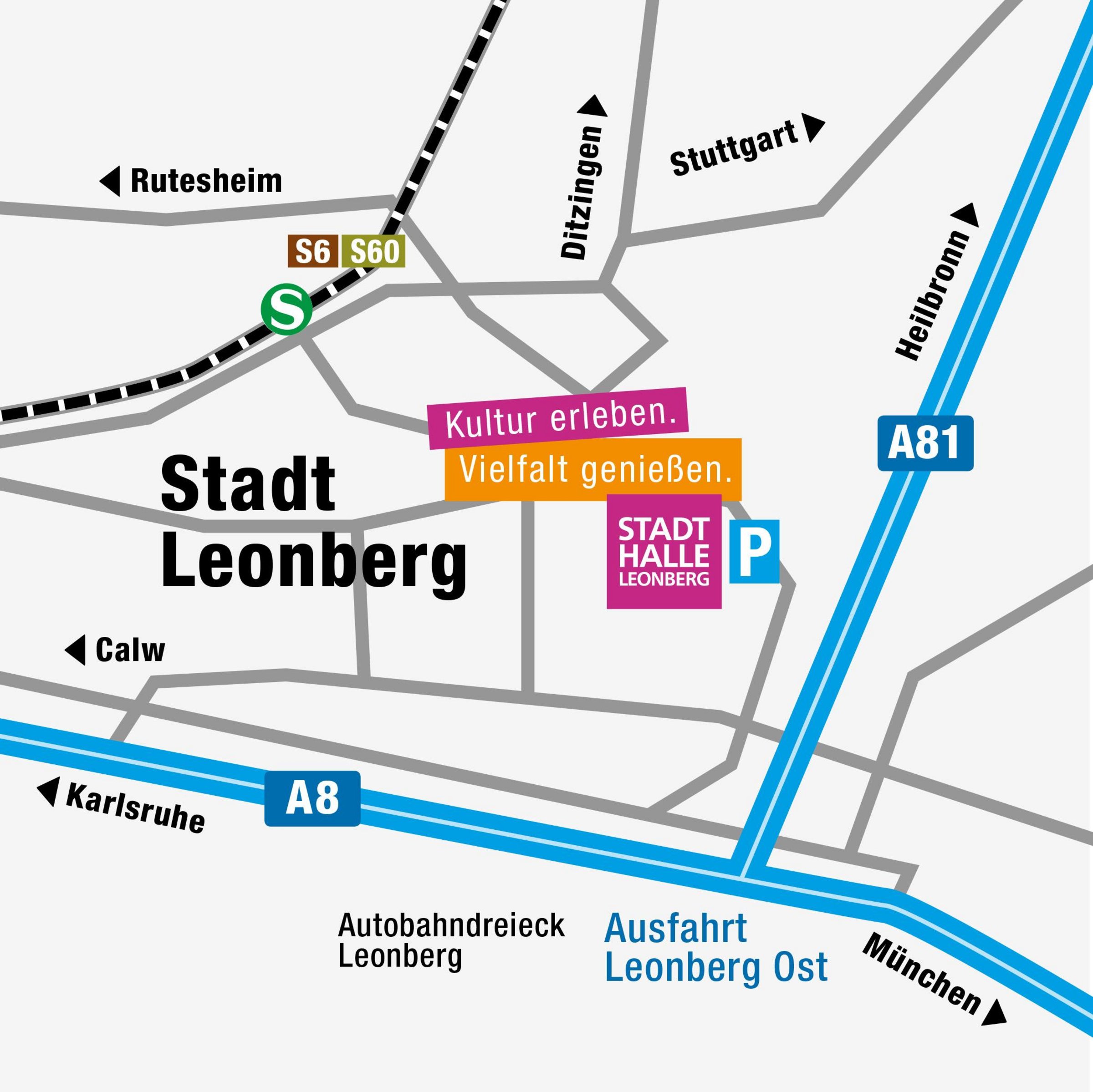 Anfahrtskizze zur Stadthalle Leonberg