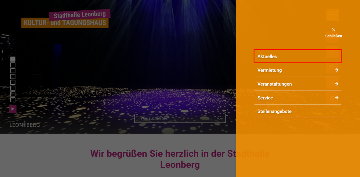 Ausgeklapptes Menü